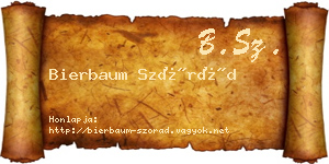 Bierbaum Szórád névjegykártya